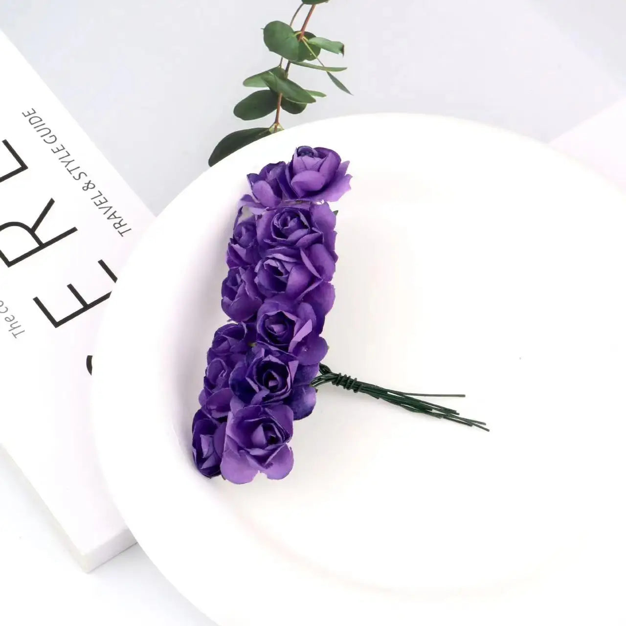 144PCS 1.5 cm Artificial Mini Paper Rose Flower Bouquet