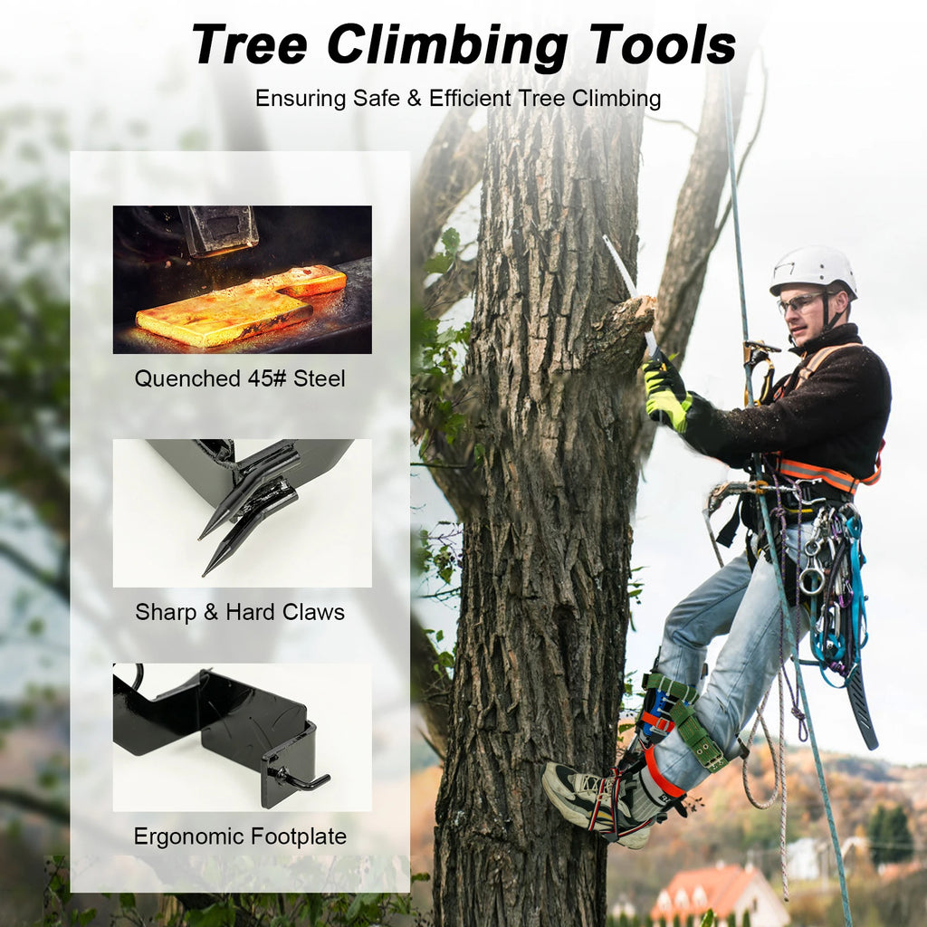 Tree Climbing Spikes Kit with Safety Belt Harness 220lbs Ergonomic Climbing Gear Arborist Aider Tool