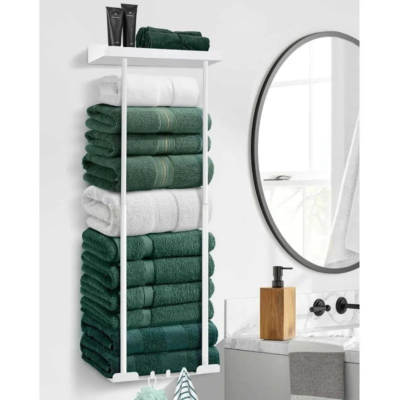 Wall-Mounted Bathroom Towel Rack & Roll Holder