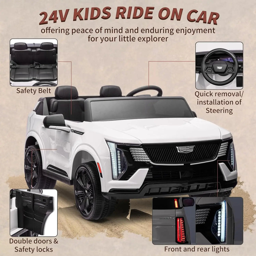 24V Kids Ride on Car Battery- 2-Seater Electric Vehicle w/Remote Control,  4-Wheel Shock Absorbers