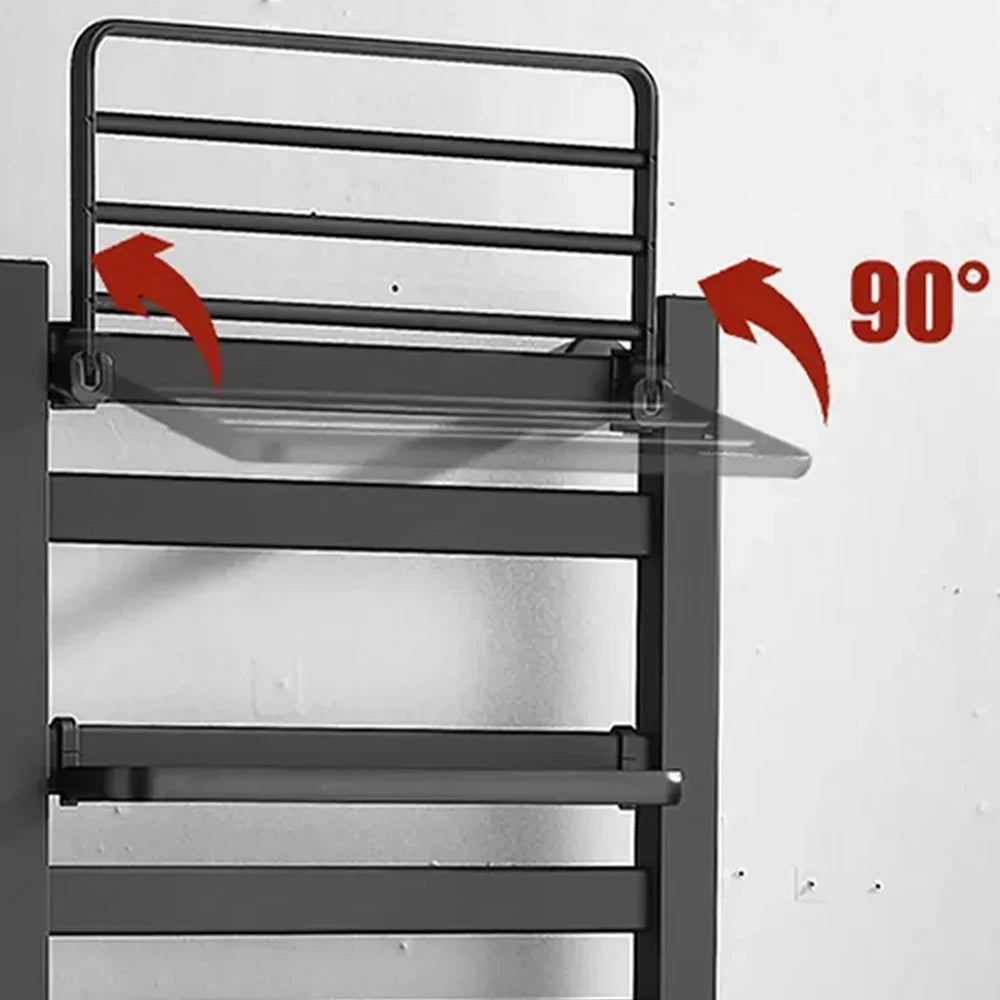 Black Heated Towel Rack, 304 Stainless Steel, Touch Digital Display & Thermostatic Dryer