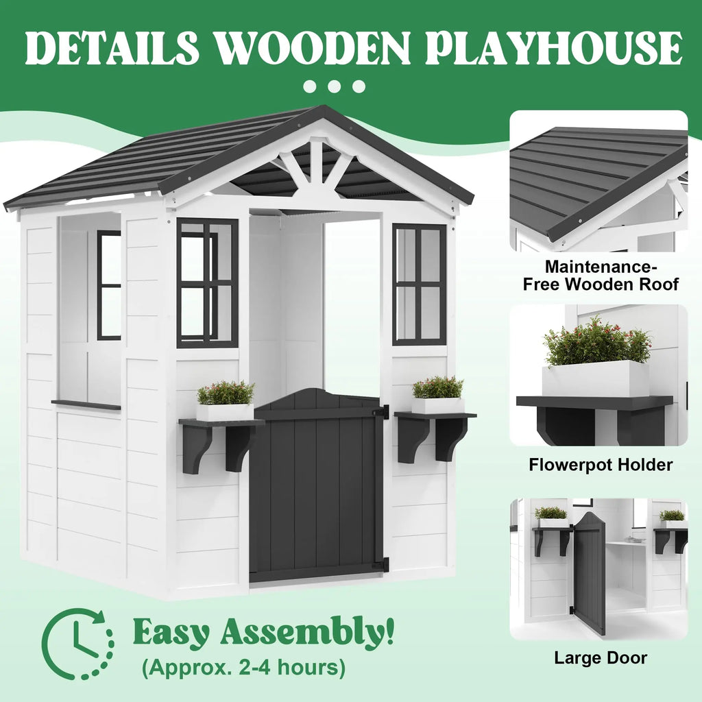 Wooden Play House for Kids,  Outdoor Cottage, Cedar