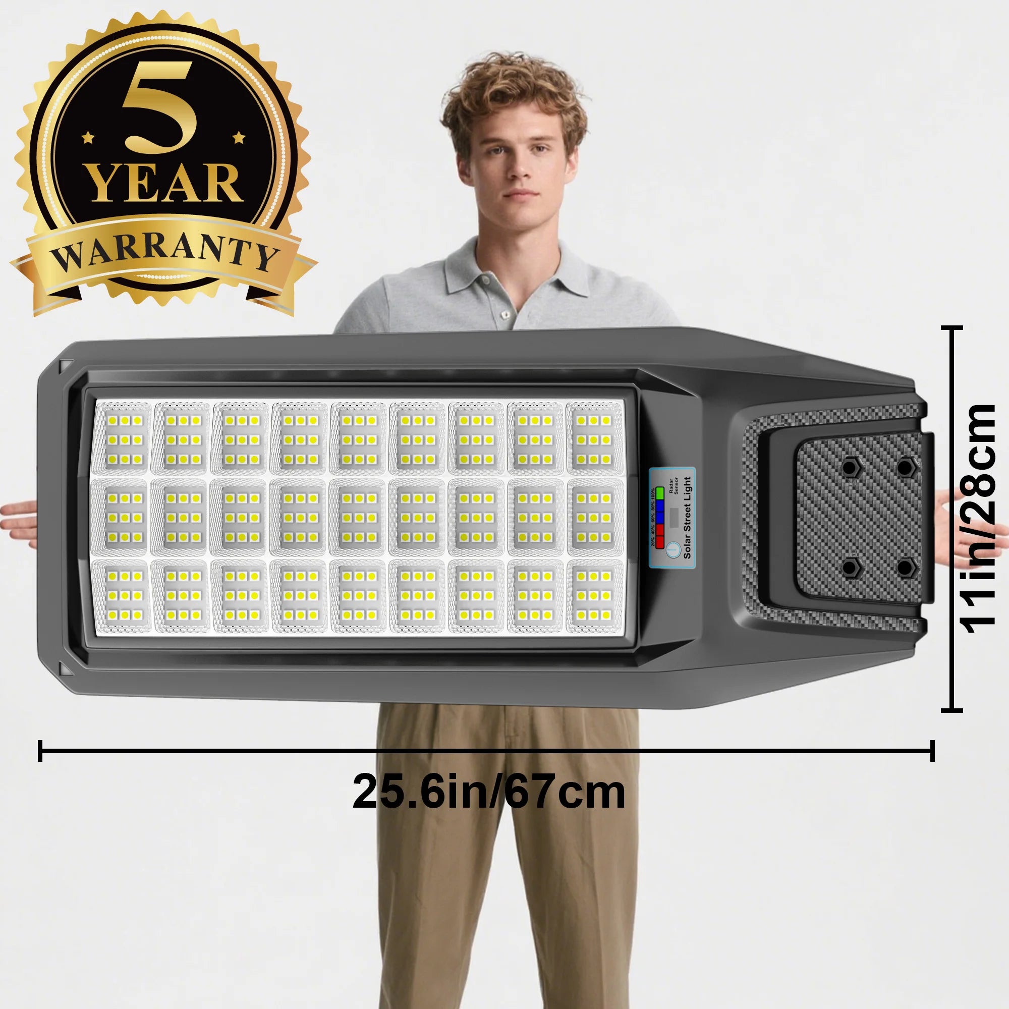 Outdoor waterproof solar light with motion sensor, timer, constant bright mode,