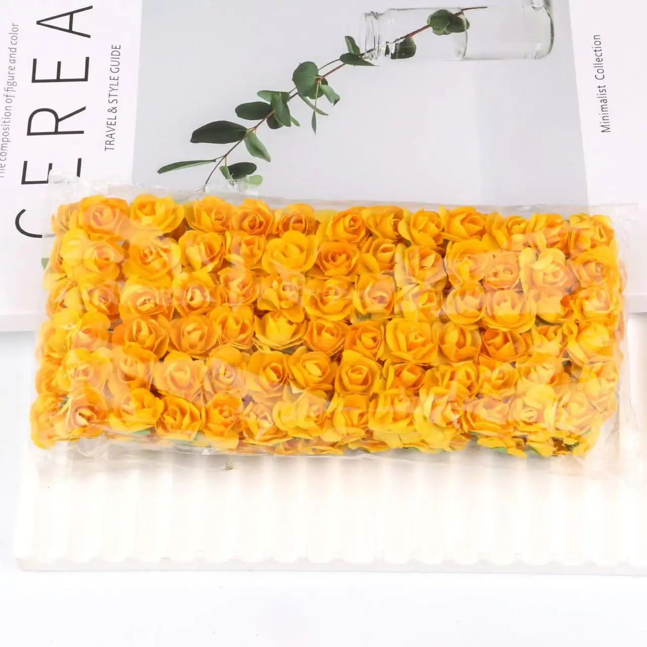 144PCS 1.5 cm Artificial Mini Paper Rose Flower Bouquet