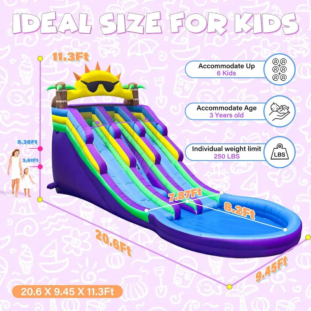 Inflatable Water Slide for Kids and Adults with Better Drainage and Durability  Easy Setup,
