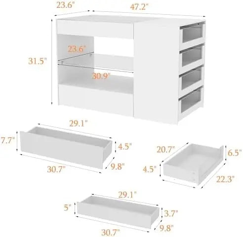 Jewelry Display Cabinet Island with Glass Shelf,  for walk-in-closet ,with 8 drawers