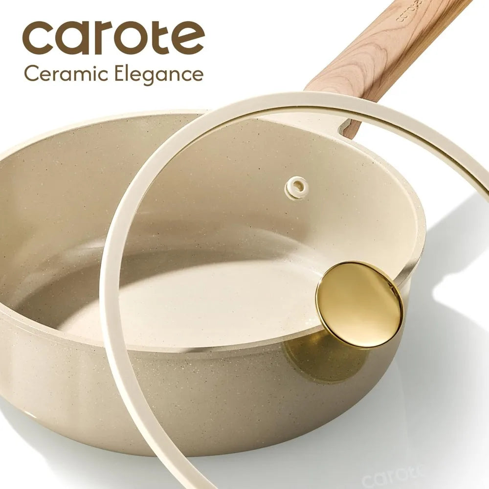 14PcsNon stick, Ceramic Cookware Set,  PFAS and PFOA Free