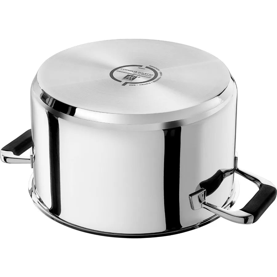5-Piece Stainless Steel  Saucepan Set,  with Glass Lids &  Silicone Handles,