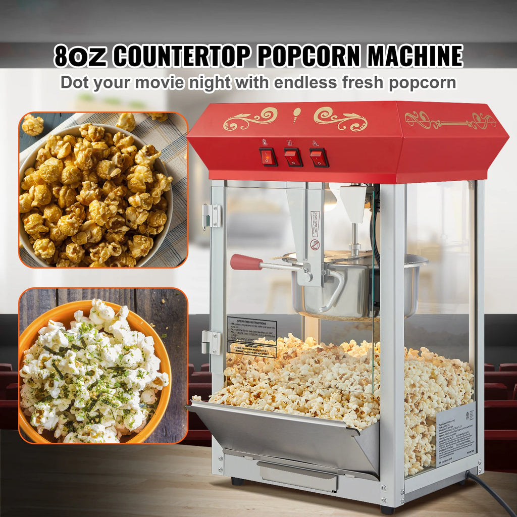 12Oz Electric Commercial  Popcorn Maker with  Scoop Spoon  & Heating Tube