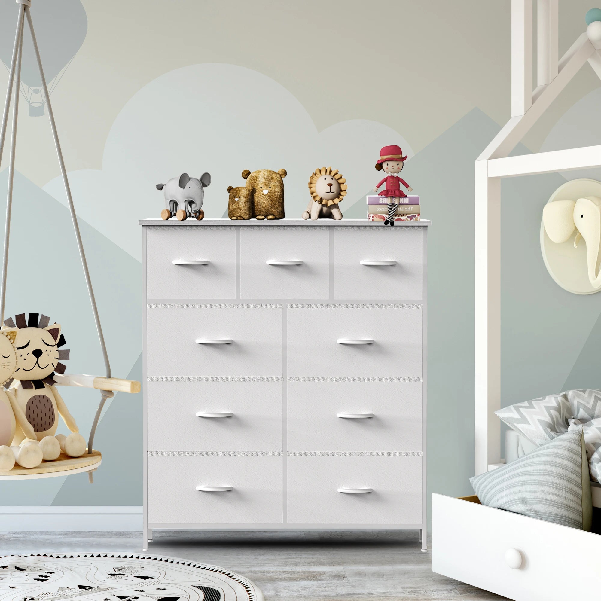 9 Drawer  Fabric  Dresser for Bedroom, Tall Storage  Chest Organizer for Clothes