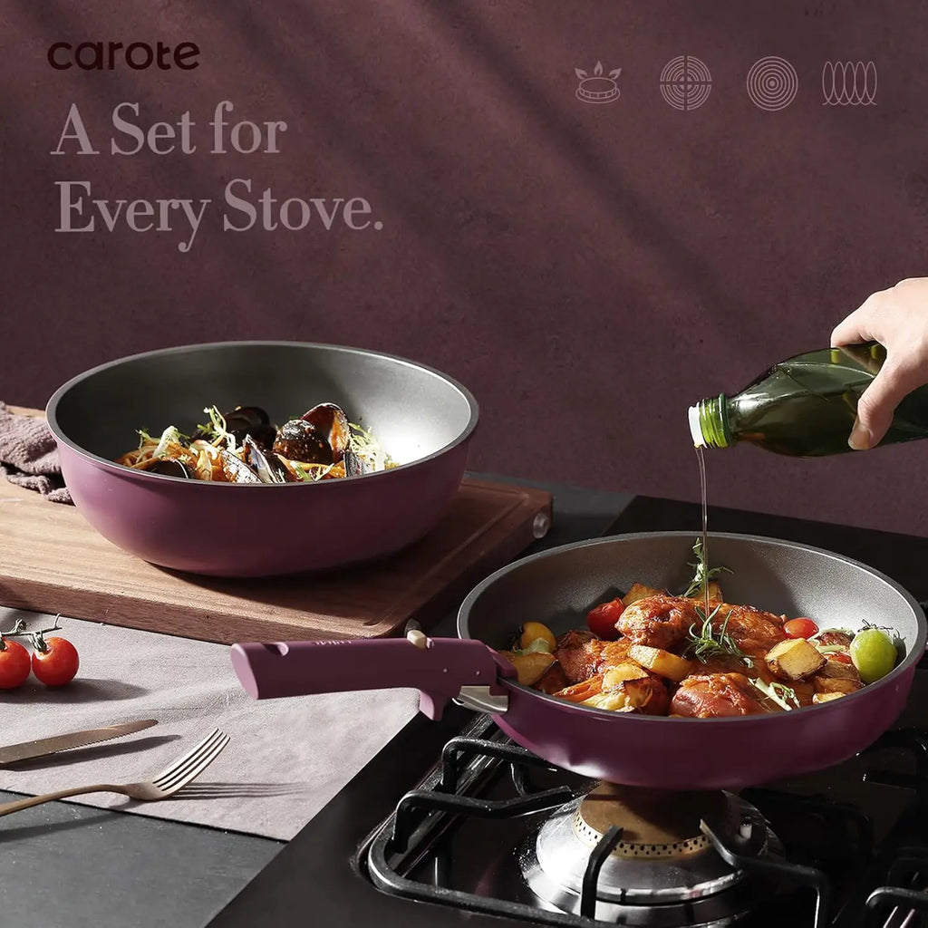 21-pc, Nonstick Pots & Pans Set, with Detachable Handle, Induction Ready