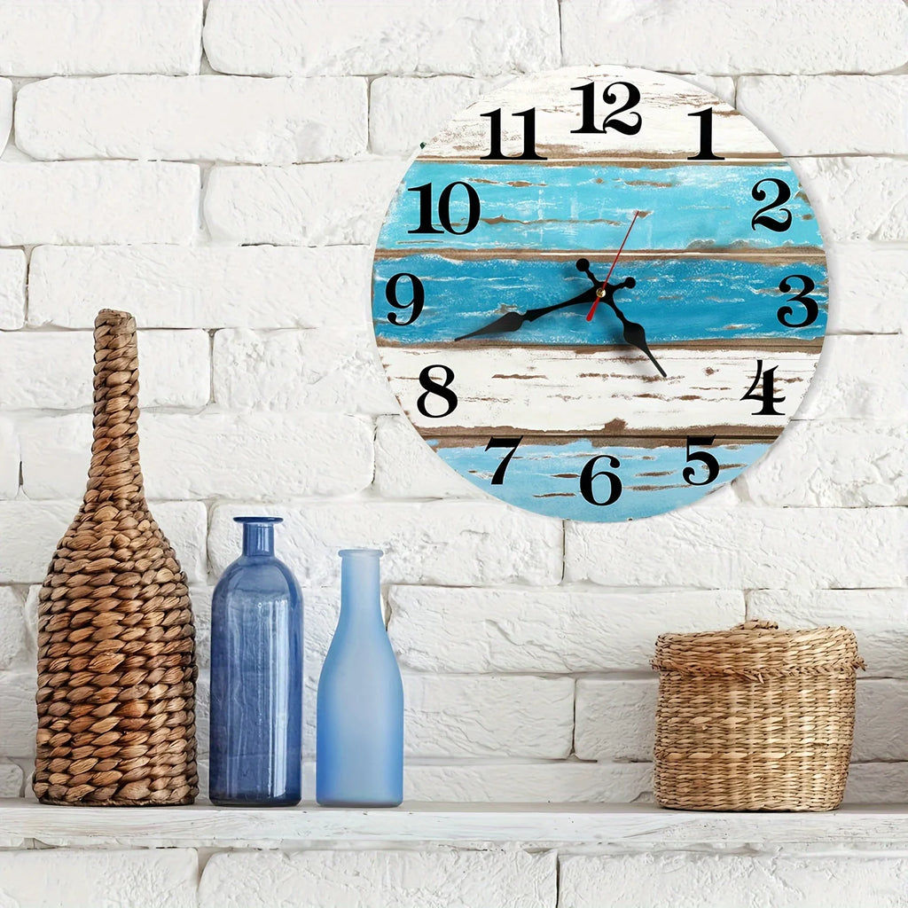 1pc 10-inch Wall Clock, Ocean Theme Blue Silent No-tick Clock