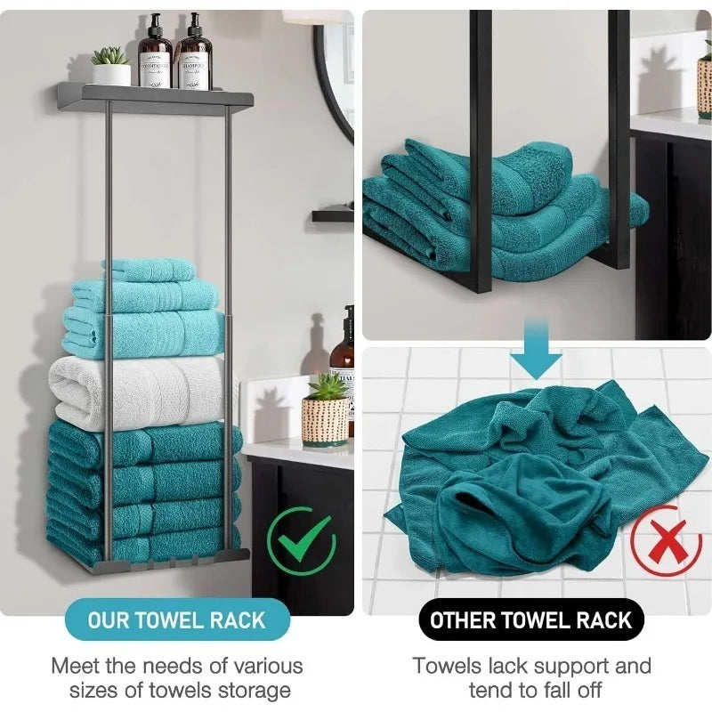 Wall-Mounted Bathroom Towel Rack & Roll Holder