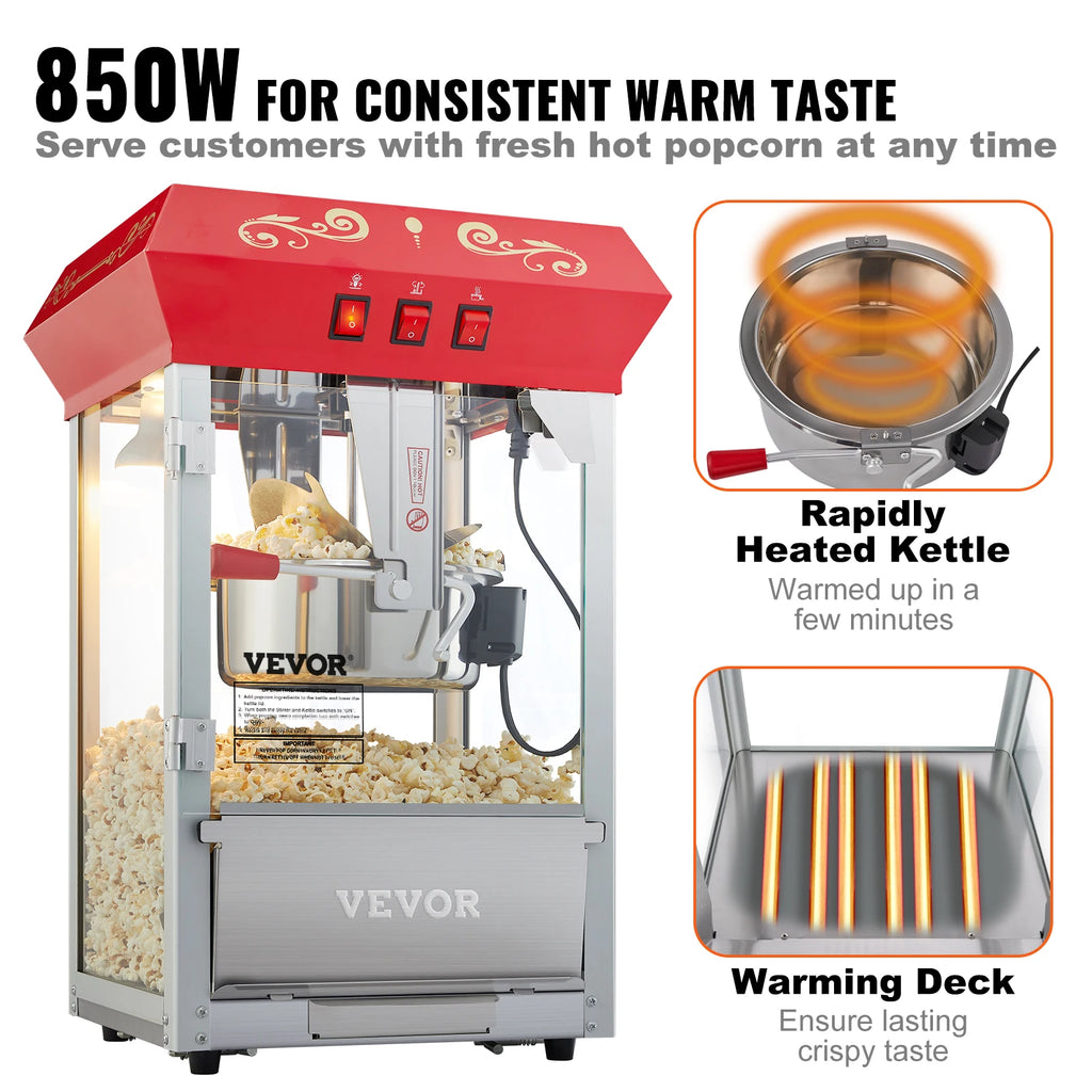 12Oz Electric Commercial  Popcorn Maker with  Scoop Spoon  & Heating Tube
