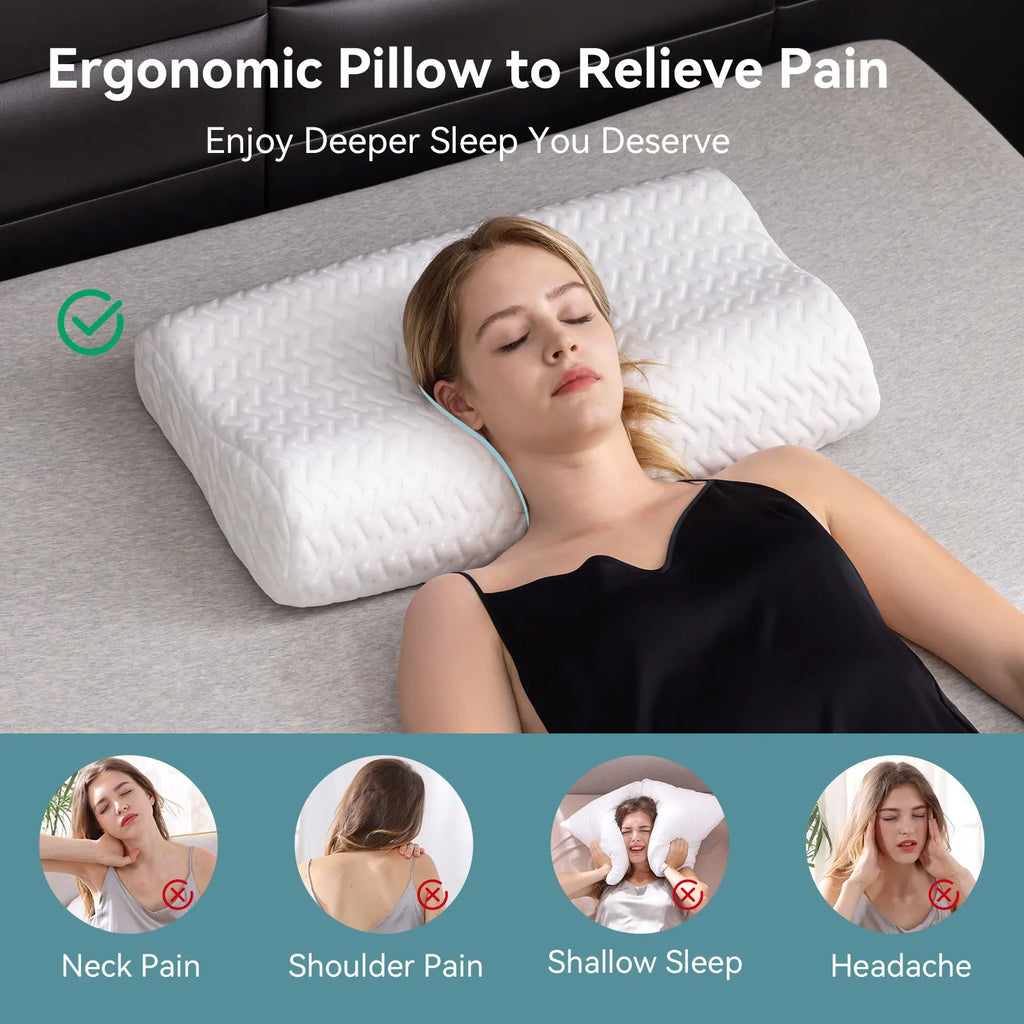 1 PC  Memory Foam Pillow for Neck Pain Relief, Adjustable Contour  for Side Sleepers