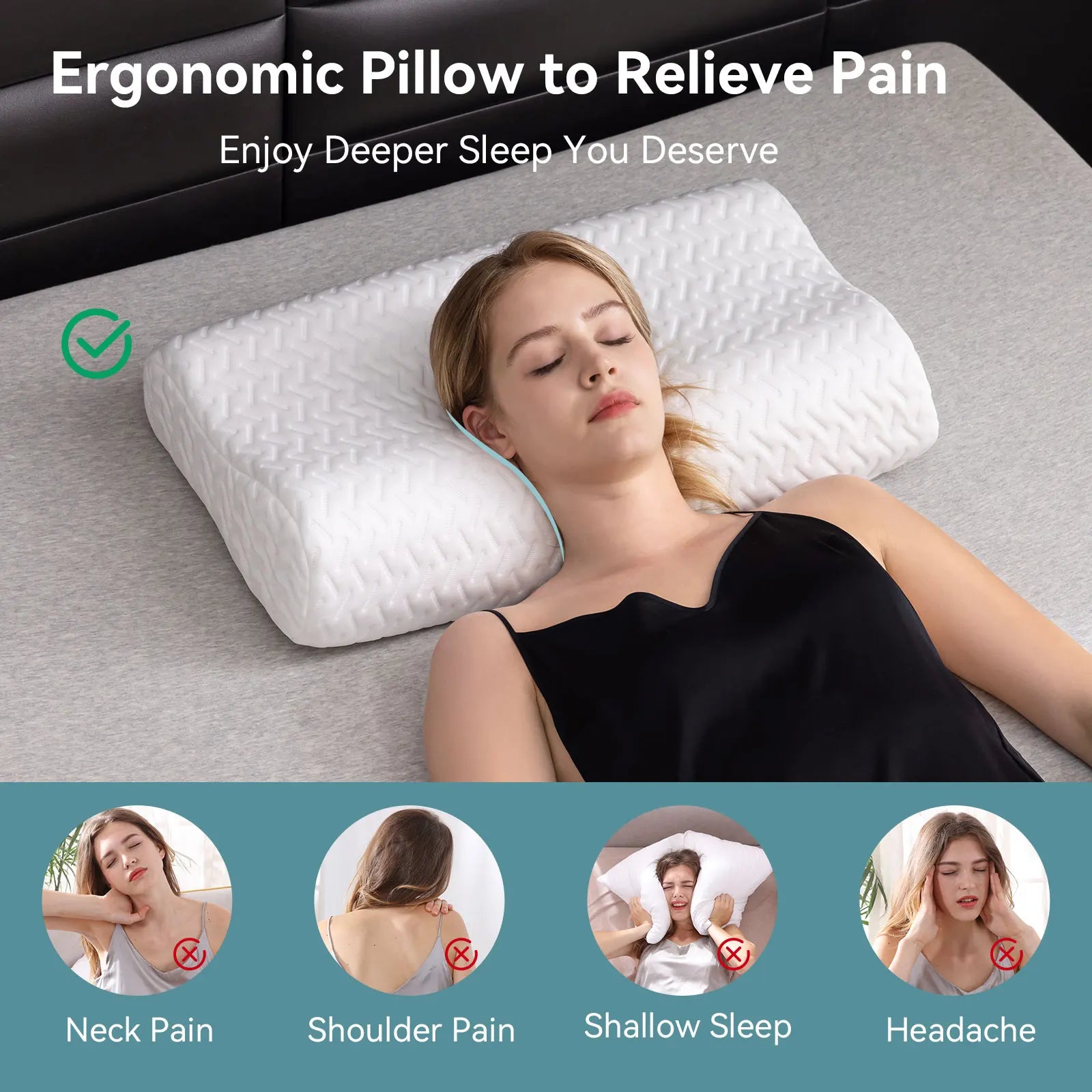 1 PC  Memory Foam Pillow for Neck Pain Relief, Adjustable Contour  for Side Sleepers