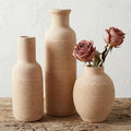 Rustic Farmhouse Ceramic Vase Set of 3 - - Pampas Grass Dried Fresh Flowers -