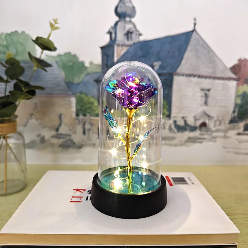 Artificial Glass Flower with Eternal Rose of the LED Light