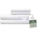 Cooling Bamboo Viscose Queen Bed Sheet Set with Two Pillowcases Breathable Moisture Wicking Soft White