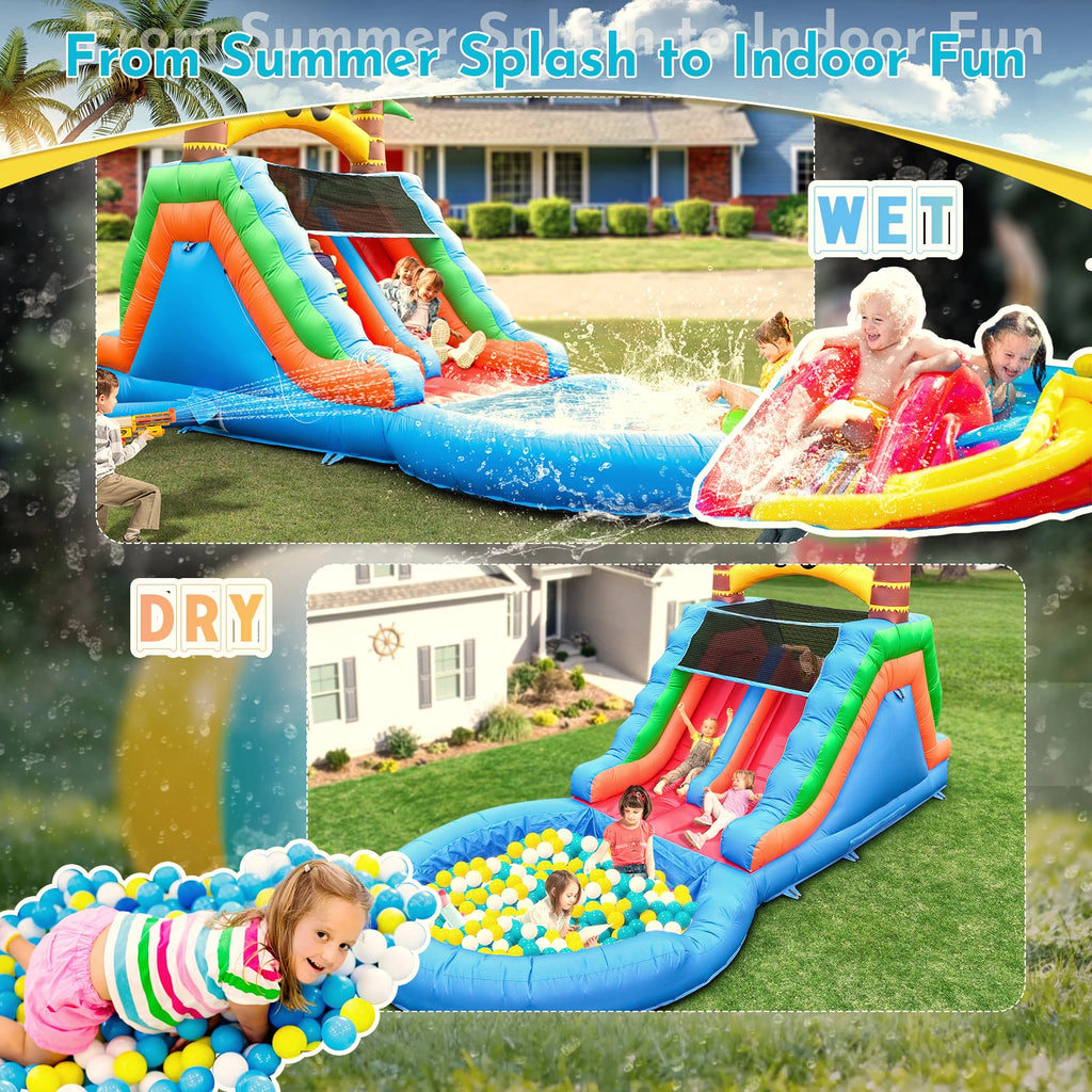 Inflatable water slide  Bounce House bubble pool & 950W Air Blower