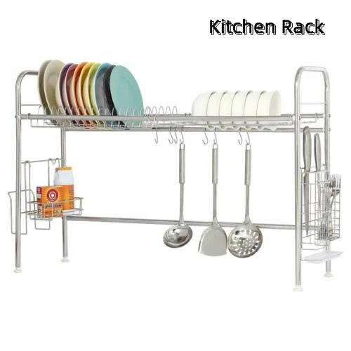 2Tier Dish Drying Rack Stainless Steel  Counter Dish Utensil Holder