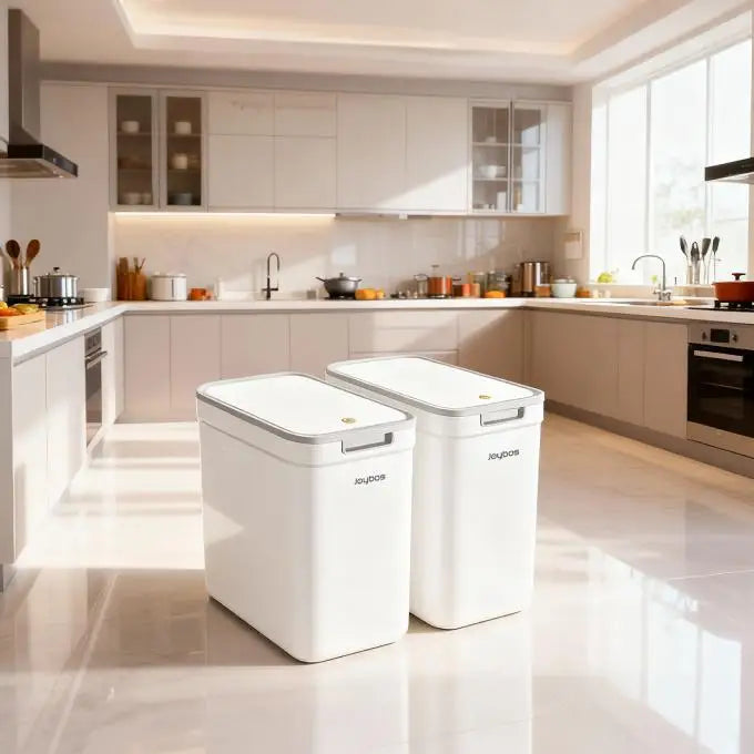 Dual-Use Wall Mounted or Floor Standing Slim  Trash Can with Lid, No-Drill,  Hanging Bin For Bathroom,  Kitchen or  Cabinet Door,