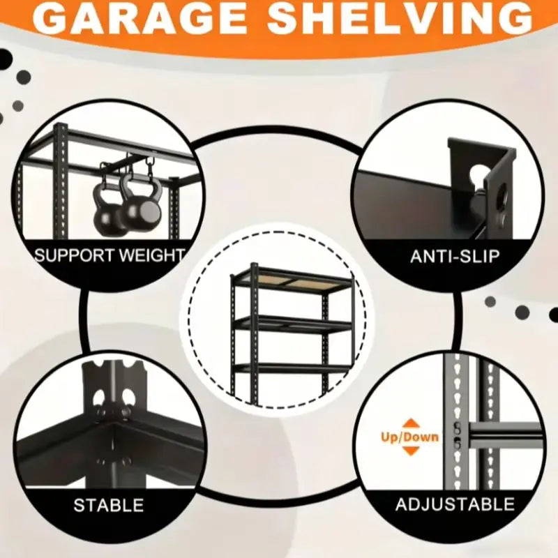 Heavy Duty Garage Shelving Unit, 72"x16" Adjustable 5 Tier Storage Rack, 2000lb weight Metal