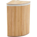 Laundry  Corner Basket with Lid, with Removable Liner, Vertical Slatted  Hamper with Handle, Triangle Clot