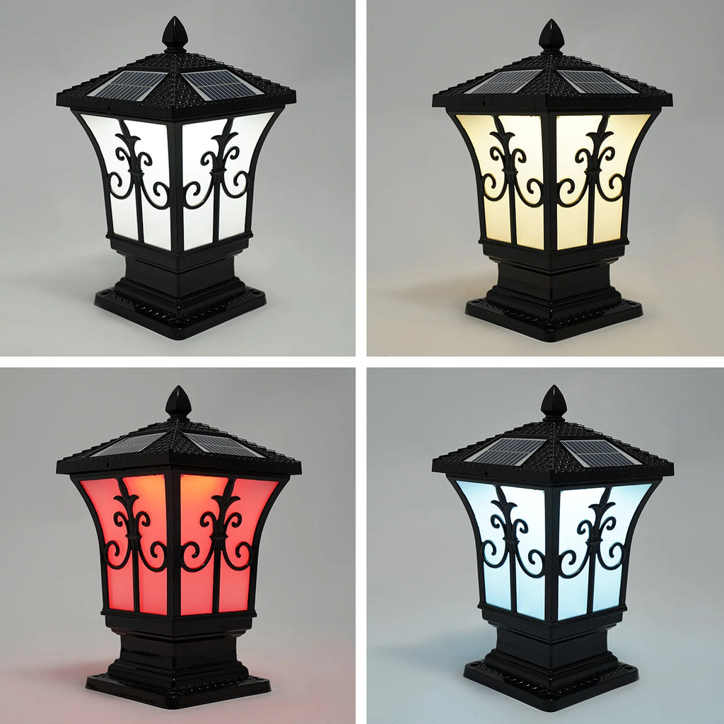 Outdoor Solar Post Light, Pillar Light, Remote Control Garden Light IP44 Water-repellent