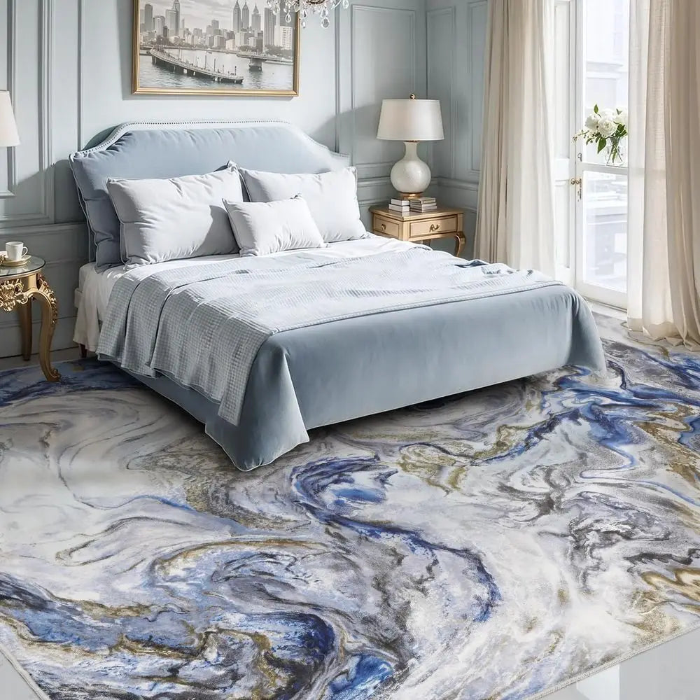 9x12 Area Rugs , Modern Abstract  Contemporary Machine Washable Rug, Large Stain Resistant Carpet