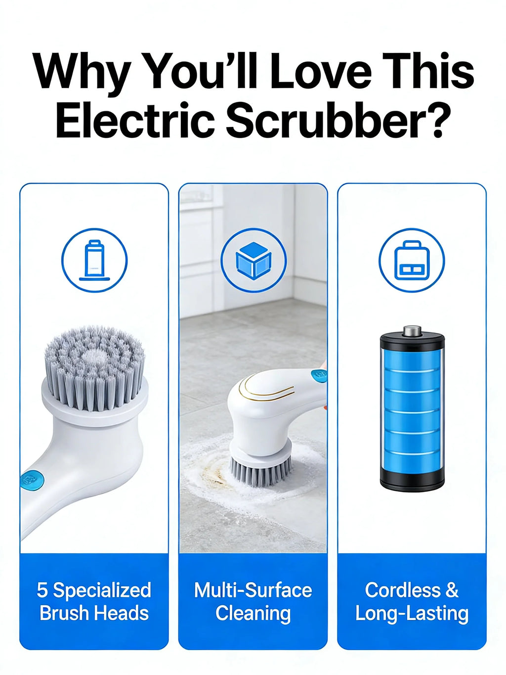 Electric Grease Scrubber, Rechargeable Powerful Cleaning Brush, Handheld Cordless