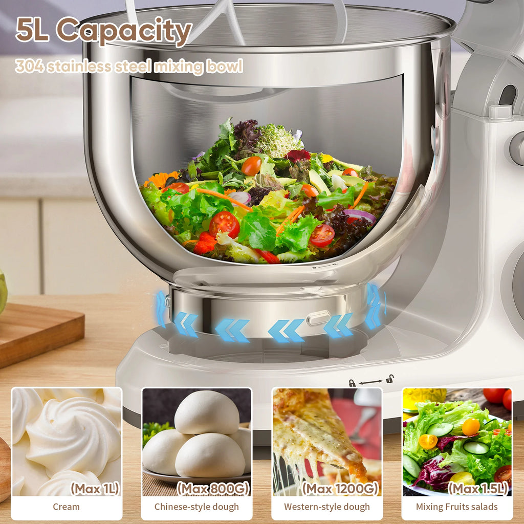 Kitchen Food Stand Mixer, 1200W 11-Speeds DC Motor, Digital LED/O led Display ,5l Bowl,  Dough Hook, Whisk