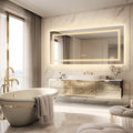Extra Large Rectangle Bathroom Mirror LED  Dimmable Backlit Anti-Fog Memory with Front and Backlight Shatter-Proof