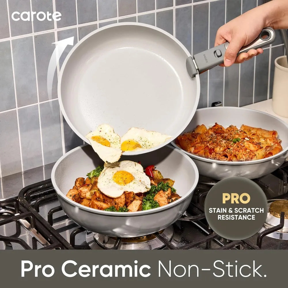 27pcs Ceramic Cookware Set Nonstick,  Detachable