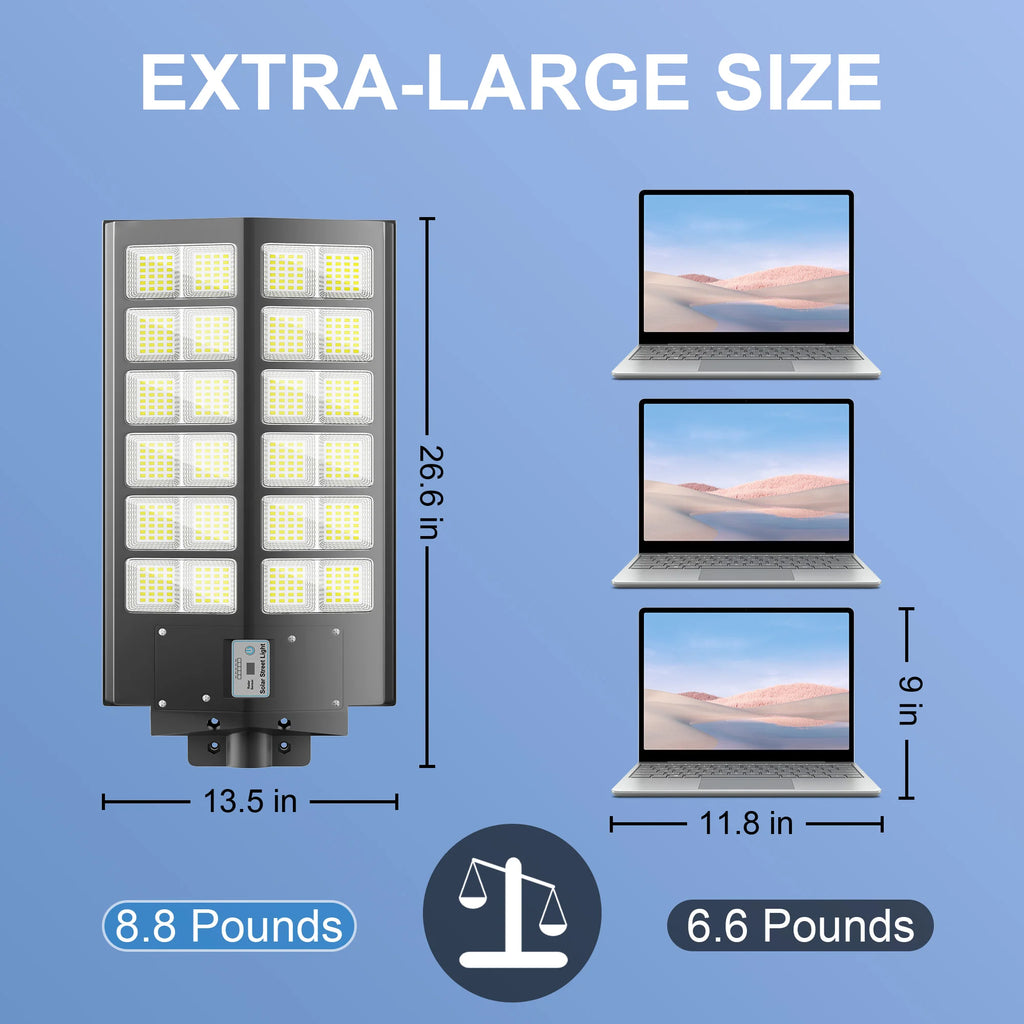6000-watt waterproof solar street lights. with Dusk-to-Dawn auto on & off Motion Sensor