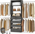 , 4-9Ft Closet Organizer with 4 Wooden Drawers,