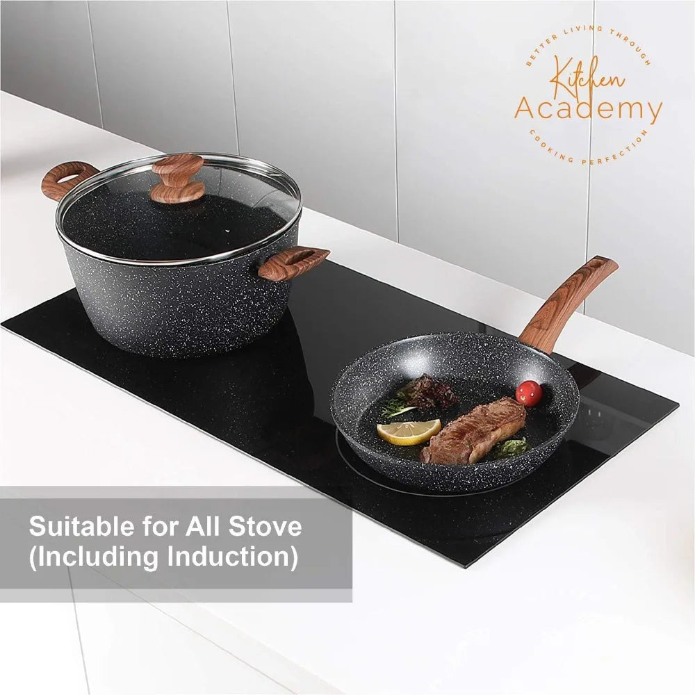 12-pc Induction Nonstick  Cookware Sets - , Granite Pots and Pans Set