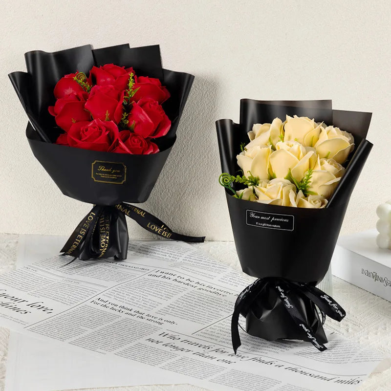 9 Heads Soap Flower Rose Bouquet Artificial