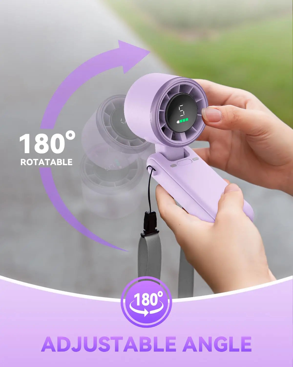 Portable Handheld Turbo Fan, 5 Gear Wind, Battery Operated, Up to 12 Working Hours, 3 IN 1 Hand Fan with Air Turbo Tech Cooling