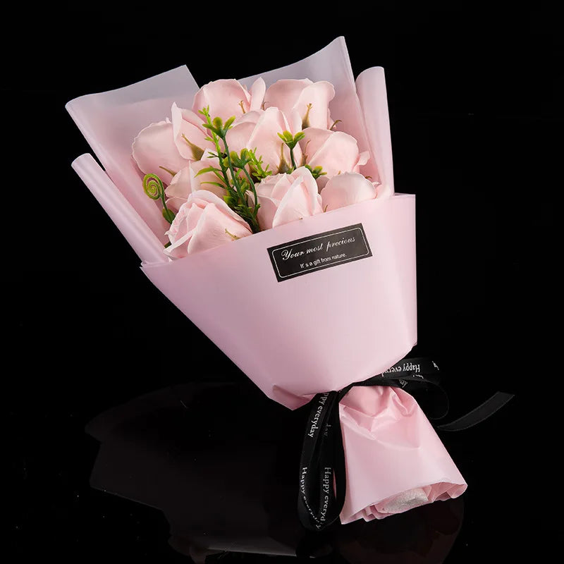 9 Heads Soap Flower Rose Bouquet Artificial