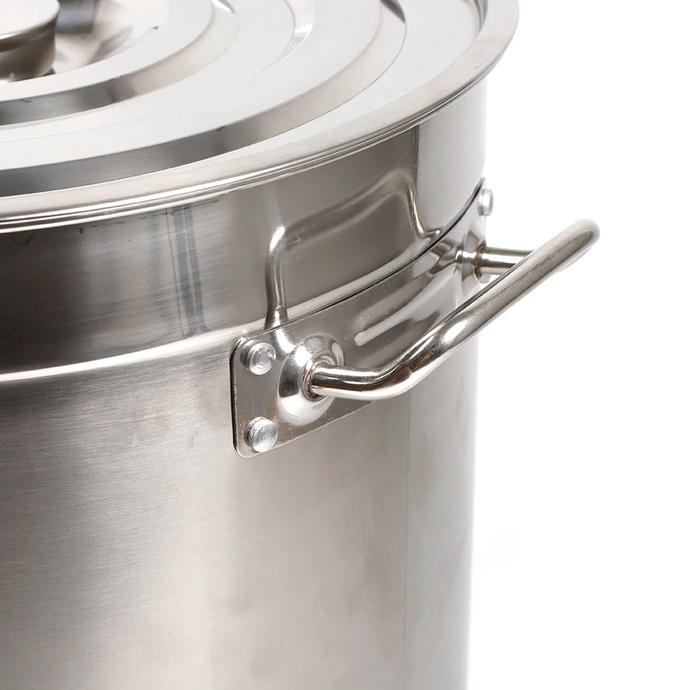 35L  Large Capacity Stainless Steel Cooking Pot for Soup with Lid Handle