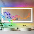 Rectangular LED Bathroom Mirror, Front-lit, RGB Backlight, Touch Antifog  with Date and Time Bluetooth Speaker