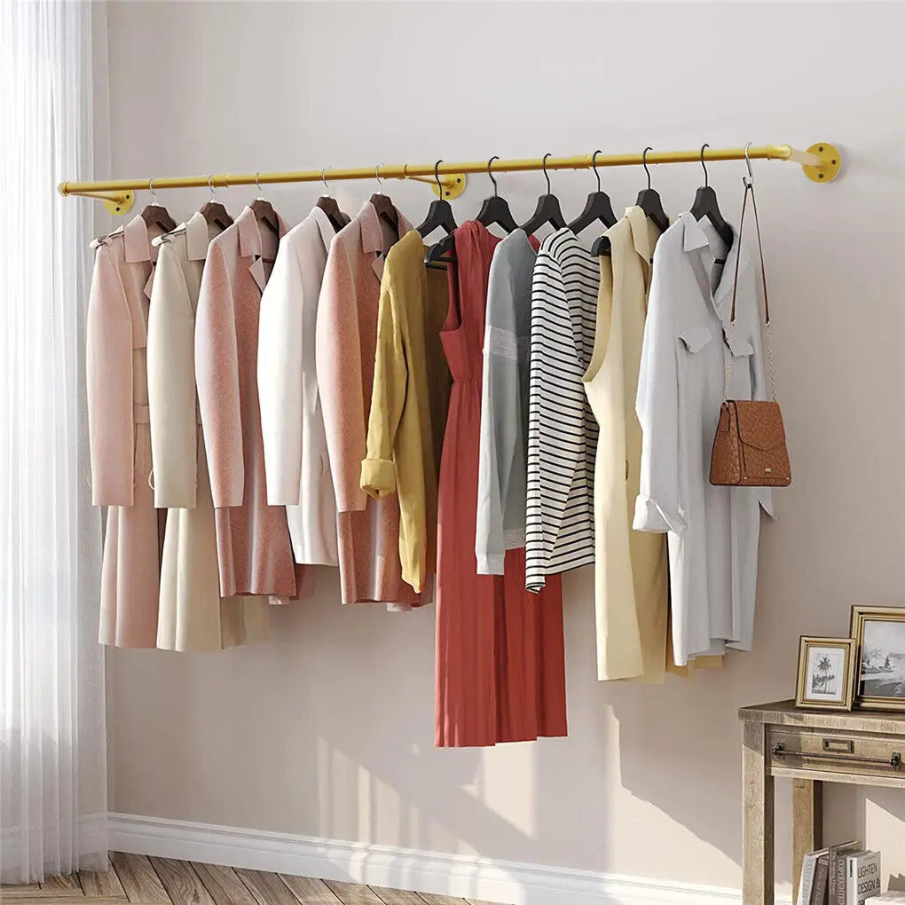 70.8 Inch Industrial Pipe Clothing Rack Wall Mounted