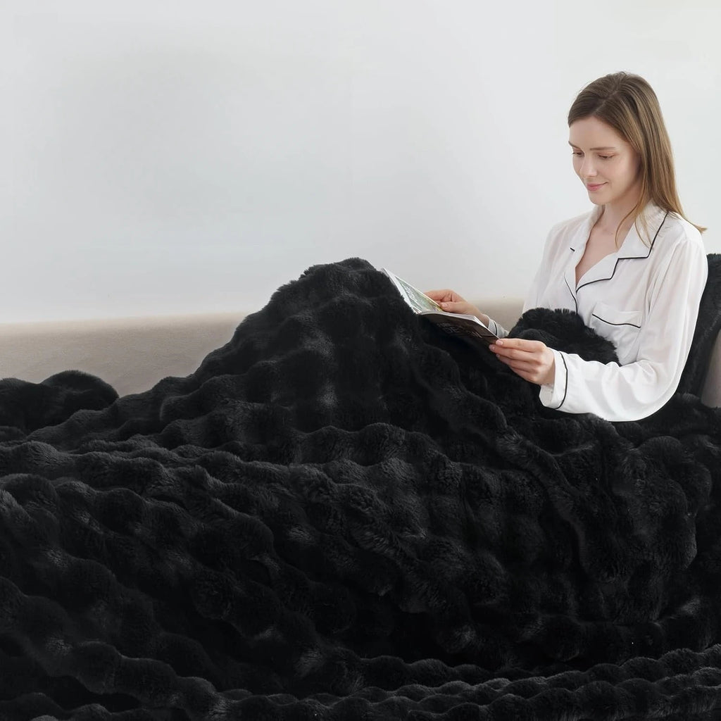 Faux Rabbit Fleece Blanket - Weighted 6 lbs- Bedspread