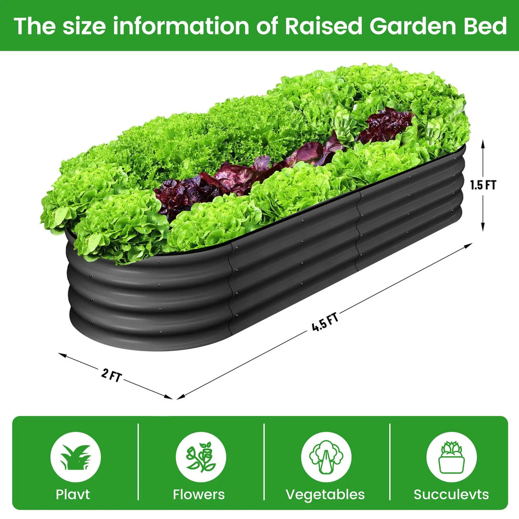 2-Pack Oval  Steel Raised Garden Bed Open Base  Metal Planter  Vegetables Flowers Herbs