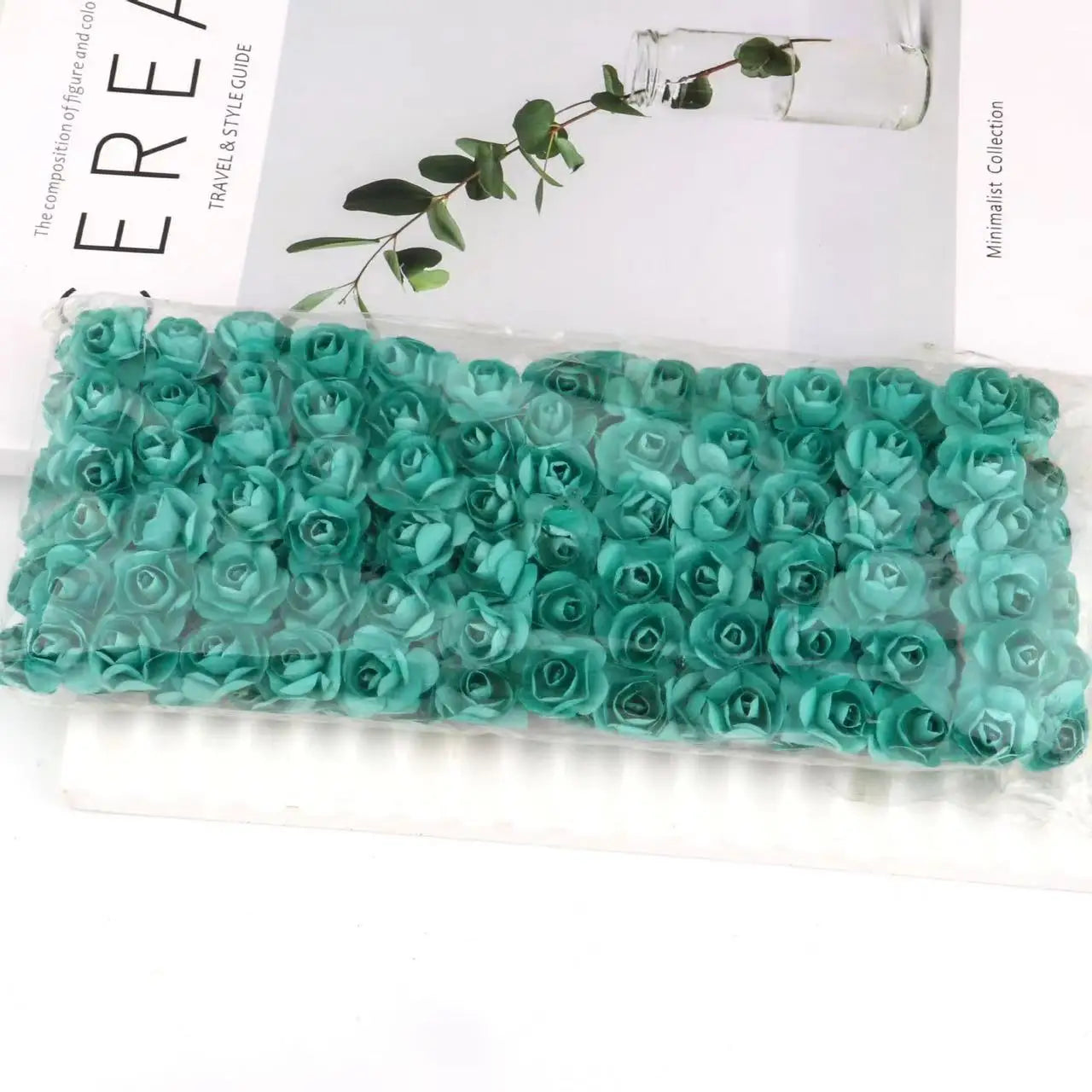 144PCS 1.5 cm Artificial Mini Paper Rose Flower Bouquet