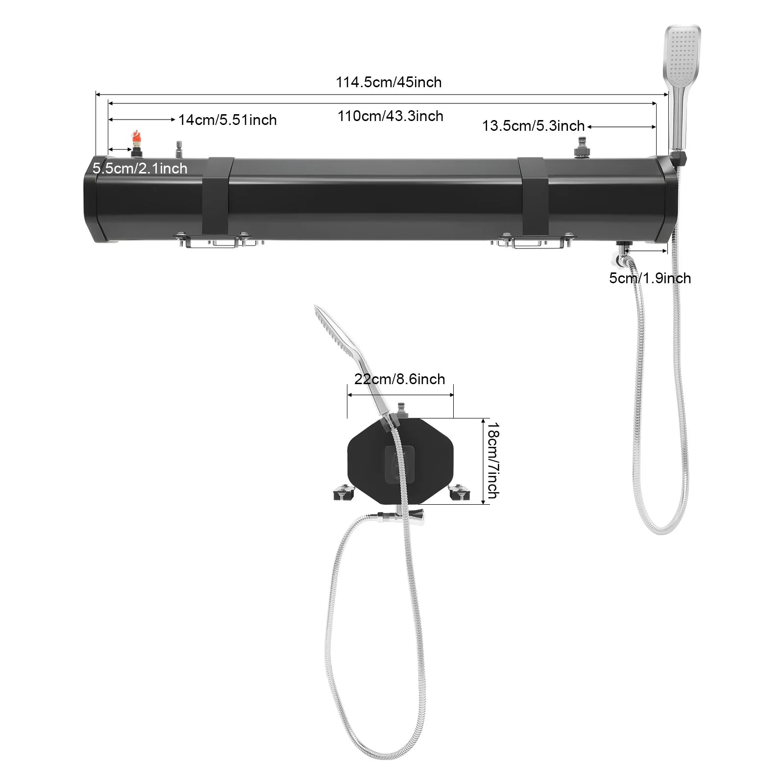 30L Portable Camping, Water Tank Roof Rack Road Shower for Washing