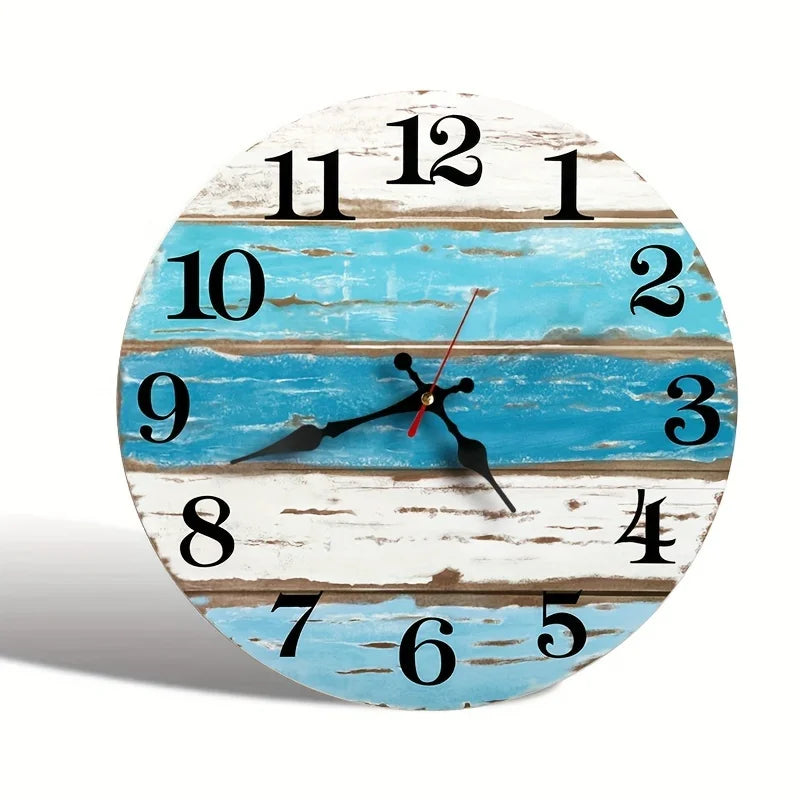 1pc 10-inch Wall Clock, Ocean Theme Blue Silent No-tick Clock