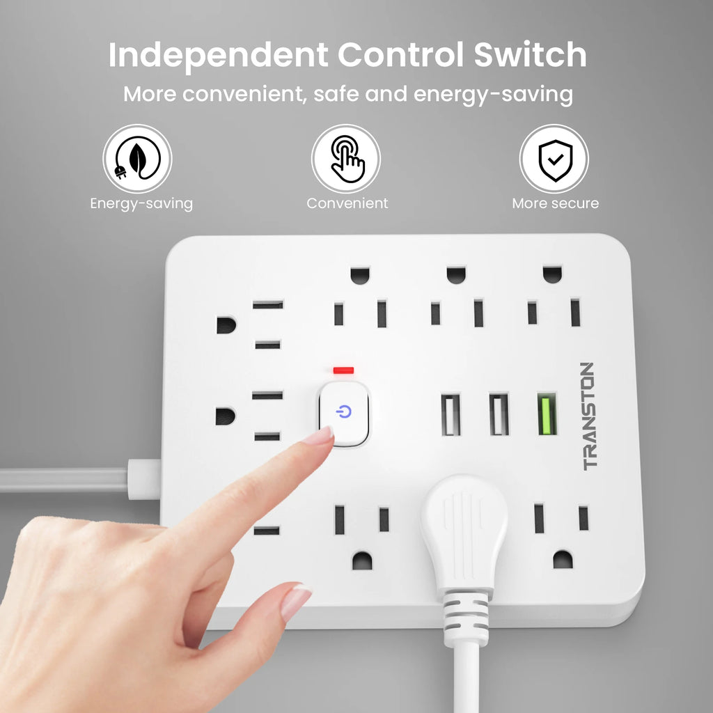 5-Foot  power strip  Outlet with Surge Protector, 9 ac, 3 USB Ports, Extension Cord, Quick Charge,