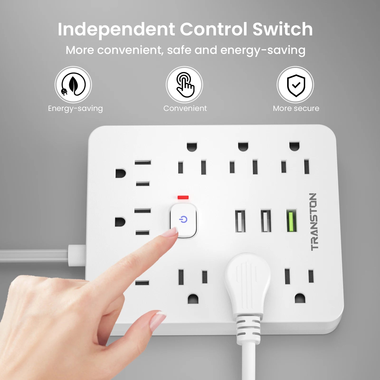 5-Foot  power strip  Outlet with Surge Protector, 9 ac, 3 USB Ports, Extension Cord, Quick Charge,